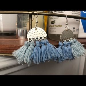 Silver and blue earrings